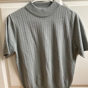 SagHarbor Petite Gray Sparkle Short-Sleeve Sweater
